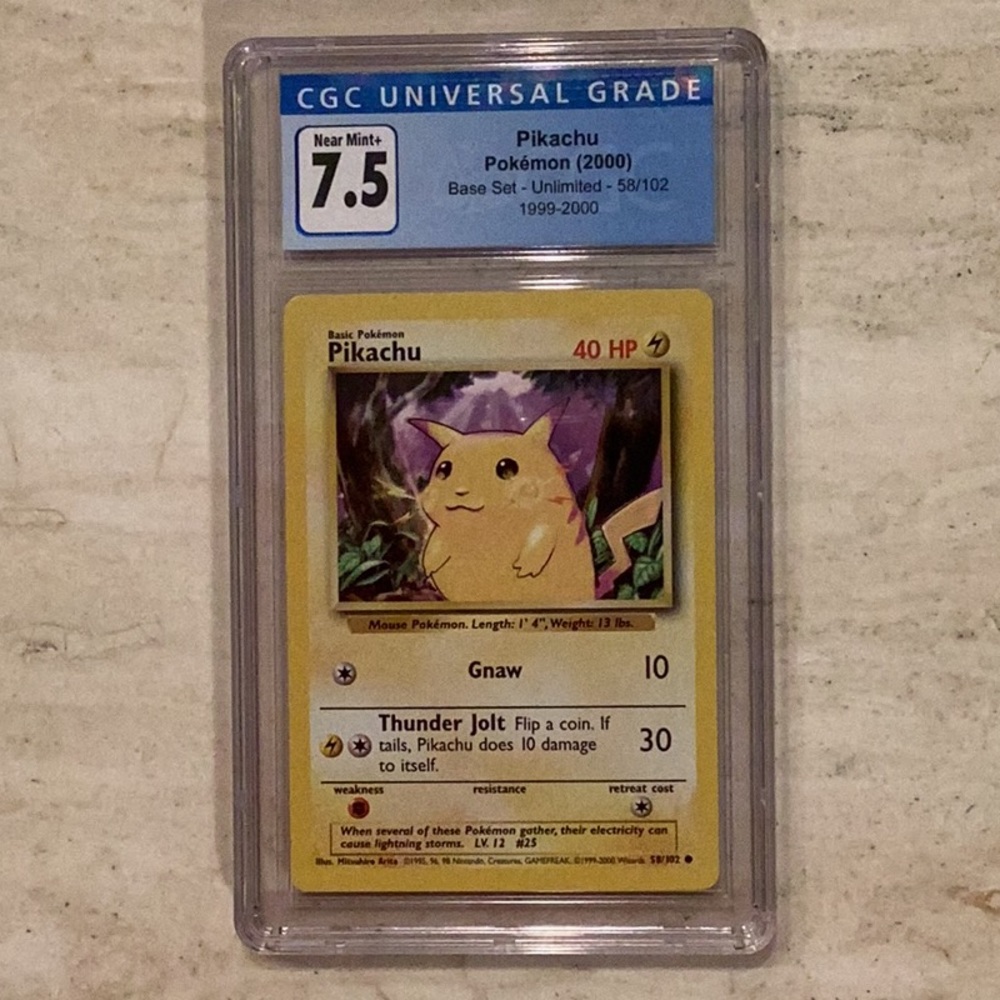 Pokemon Pikachu 1999-2000 4th Print 58/102 Base Set CGC 7.5 TCG #58 1999